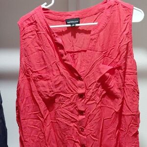 Fortune + Ivy Coral Button-Down Blouse